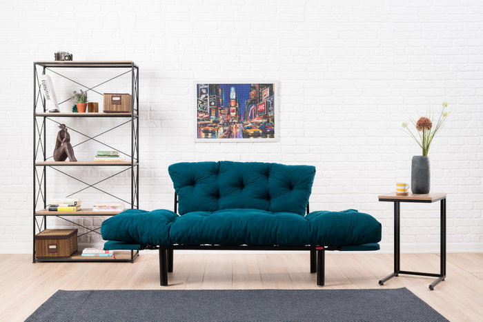 Atelier Del Sofa Sofá-Cama de 2 Plazas Nitta - Azul Petróleo Atelier Del Sofa Sofá-Cama de 2 Plazas Nitta - Azul Petróleo